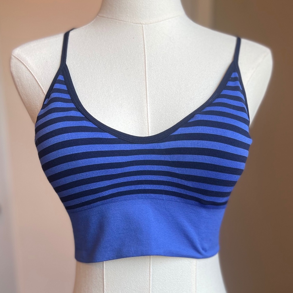 Felina Sports Bra Blue Stripe, Sz S